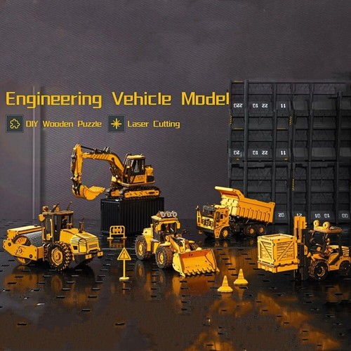 ROKR 5 Kits Engineering Vehicle Truck Car 3D Wooden Puzzle Kids Toy Xmas Gifts - Bild 2 von 56