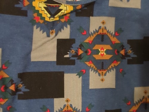 LuLaRoe Irma Shirt Womens Top Large L Blue Red Yellow Aztec Geometric Print - Picture 2 of 5