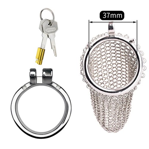 Stainless Steel Chastity Cage Long Mesh Smooth Control Anti Peni Rings Binding - Picture 14 of 26