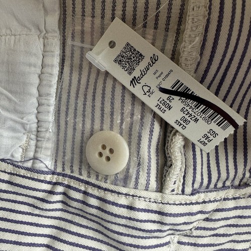 Madewell Shorts Women 29 Stripe High Rise Welt Pocket Emmett Stretch Smoky Grape - Picture 4 of 10