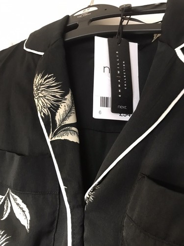 Next Emma Willis Mono Floral Tie Neck Dress Black/ White UK 6 BNWT - Picture 5 of 7