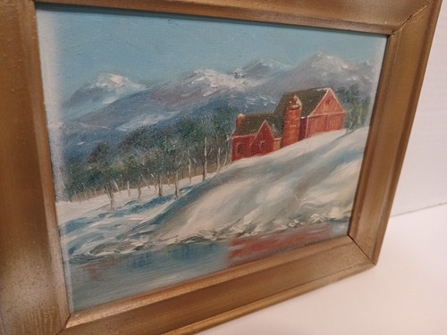 PINTURA DE PAISAJE ORIGINAL AL ÓLEO A BORDO CASA CON VISTA A LA MONTAÑA DE LESLIE - Imagen 6 de 23