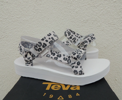 TEVA WHITE MIDFORM UNIVERSAL LEOPARD LEATHER SANDALS WOMEN US - Main Image