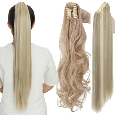 Thick Clip In Ponytail Hair Claw On Pony Tail Hair Extensions Real As Human Long