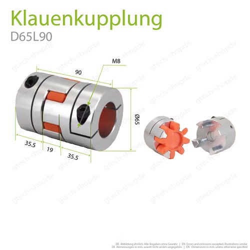 Klauenkupplung Elastomerkupplung Wellenkupplung D14L22 D20L25 D25L30 D30 D40 kV - Bild 26 von 28