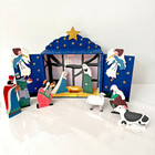 Wood Nativity Set 3D Christmas Stable Barn Storage Box 12 pieces Pop & Slot