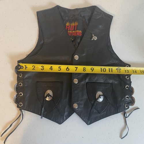 Kids L Hot Leather West Black Western Cowboy - Picture 3 of 8