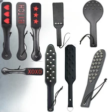 PU Leather Spanking Paddle witn Nails Slave Flogger Slap Whip BDSM Bondage Games