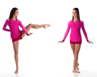 Child Large Contemporary Ballet Dance Costume Pink over Red SHAKE IT