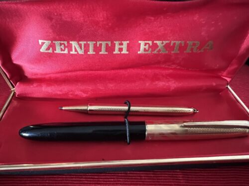 ZENITH Fountain Pen Extra Nib GOLD And Mechanical Pencil Vintage Set - Picture 23 of 24