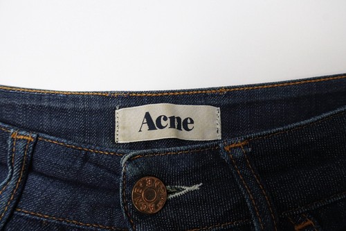 ACNE Jeans Tube Dc Jeans Women's W29/L34 Dark Blue Denim Straight Fit Whiskered - Picture 6 of 9