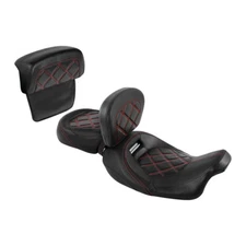 Black+Red Driver Passenger Seat & Backrest Pad Fit For Harley Road Glide 14-23