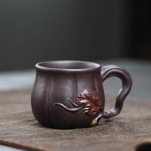 Creative Real Yixing Zisha Tea Cup With Handle 120ml Handmade Mug Pumpkin Design - Picture 8 of 12
