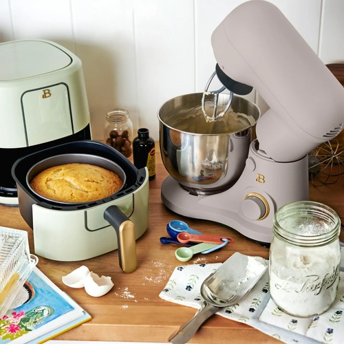 Stylish 3.5 QT Stand Mixer by Drew Barrymore w/Stainless Steel Bowl, Taupe - Picture 7 of 11