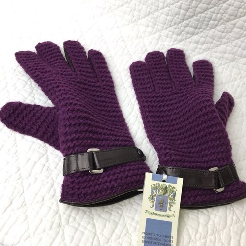 PORTOLANO Women's Purple Knit Back w/Black Suede Leather Front Wrist Buckle SZ 9 - Picture 1 of 7