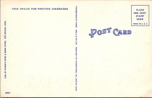 SALUTI DA DES MOINES, IOWA - LETTERA GRANDE - CARTOLINA DI LINO VINTAGE - Foto 2 di 2