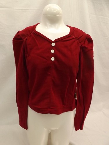 Timeless Sporty Vtg '60s NEW Dark Red Long Sleeve Casual Pullover Shirt Girls 10 - Picture 1 of 5