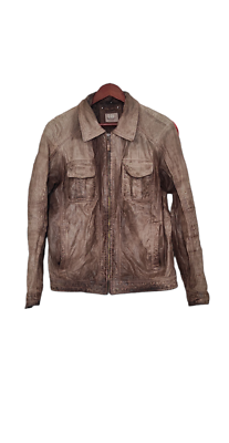 h*a様 MB American Vintage LEATHER OUTER Ｓ Vintage Hi Buxter Real Leather Moto Biker Men's Brown Full Zip