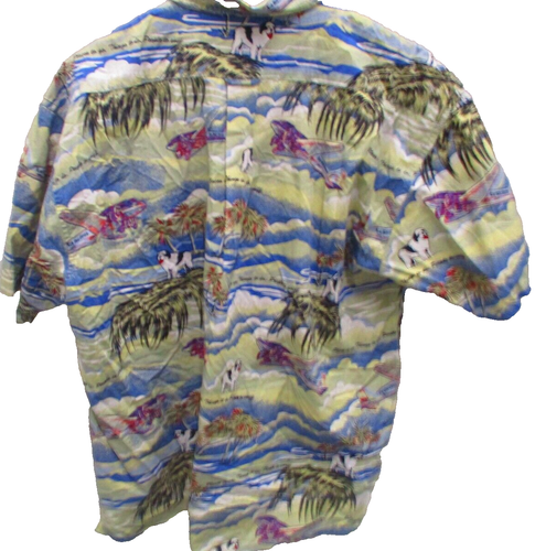 Big Dogs Hawaiian Shirt, S/S, Large, Multicolor w/Big Dogs, Planes, & Palms - Picture 5 of 6