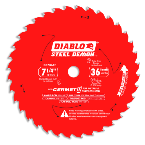 Diablo D0736CF Cermet Steel Demon Metal Cutting Circular Saw Blade 7-1/4"x 36T Diablo D0736CF Cermet Steel Demon Metal Cutting Circular Saw Blade 7-1/4"x 36T