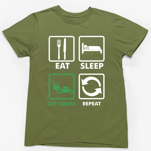 EAT SLEEP CUT GRASS REPEAT T-SHIRT > Funny Novelty Mens Gift Gardener Lawn Top - Picture 5 of 24