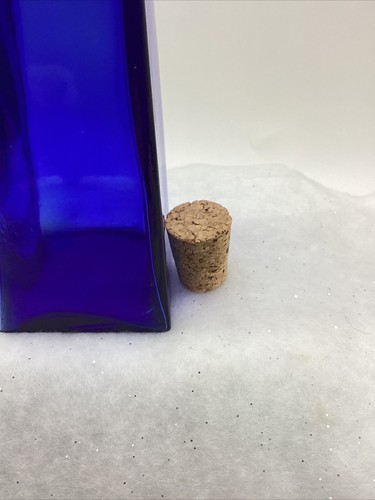 VTG Cobalt Blue 10” Glass Cylinder Medicine Perfume Bottle With Cork Stopper - Picture 6 of 7