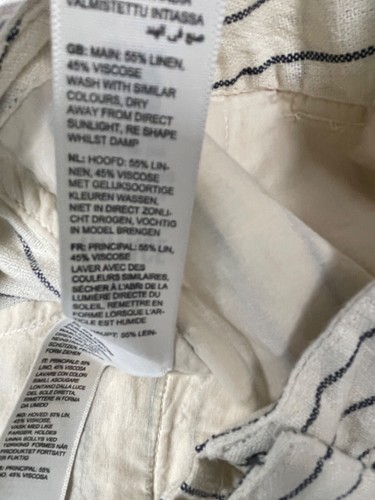 FAT FACE Linen Shorts UK 16 Ladies Cream Striped Relaxed Fit Wide Leg EU 44 £49 - Picture 10 of 10