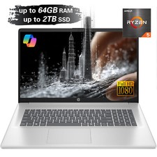 2025 HP 17.3"HD Touch Laptop Ryzen5 7430U computer Notebook 32GB RAM 2TB SSD