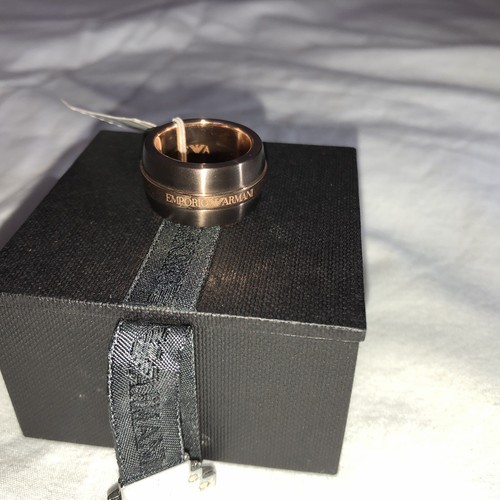 Emporio Armani Women’s Ring Stainless Steel Brown Rose Gold NEW SZ 6 - Picture 7 of 7