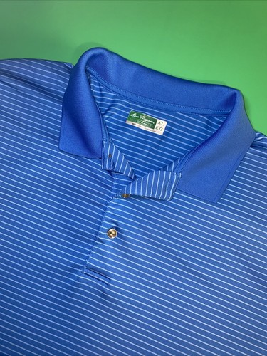 Ben Hogan Performance Herren XL blau weiß gestreift Golfbekleidung Kurzarm Poloshirt