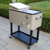 Oakland Living Steel Patio Cooler Cart Ice Chest Rolling Beverage Deck 80-quart Oakland Living Steel Patio Cooler Cart Ice Chest Rolling Beverage Deck 80-quart
