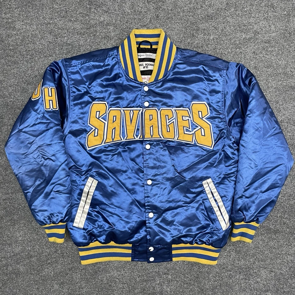 VTG Headgear Classics Jacket Mens Large Blue Satin Bomber Dennis Rodman NBA Y2K - image 2 of 4