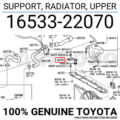 1653322070 Genuine Toyota SUPPORT, RADIATOR, UPPER 16533-22070 | eBay