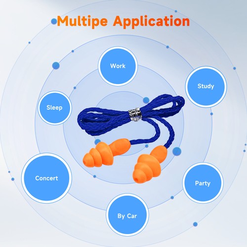 10/100 Pair  Silicone Corded Ear Plugs Reusable Shooting Hearing Protection+Cord - Bild 35 von 38