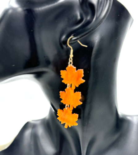 Pendientes colgantes de acrílico con hojas de otoño - Imagen 5 de 7