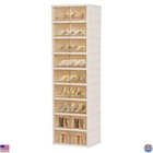 Foldable Shoe Organizer Box, Extra Large 9 Layers with Wheels & Magnetic Door