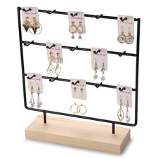 Earring Display Stands for Selling 3 Tier 15 Hooks Jewelry Display Wooden Bas...