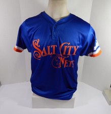 2021 Syracuse Mets #47 Game Used Blue Salt City Mets Jersey 50 DP42501
