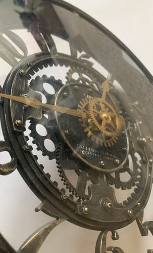 12" Sterling & Noble Rustic Gear Wall Clock Steampunk Bronze Industrial Look - Picture 7 of 7
