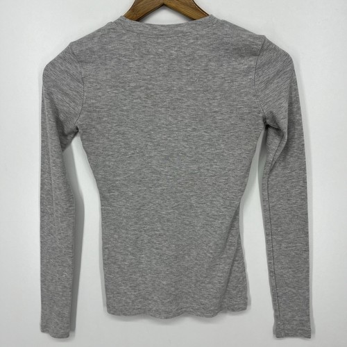 Madewell Long Sleeve T-Shirt Women's Size 2XS Gray Ribbed Lightweight Crew Neck - Picture 5 of 8