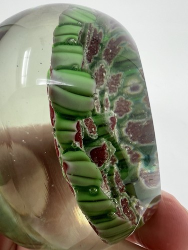 Vintage Murano Italien rot & grün Millefiori Cane Kunstglas ohne Etikett Briefbeschwerer - Bild 13 von 24