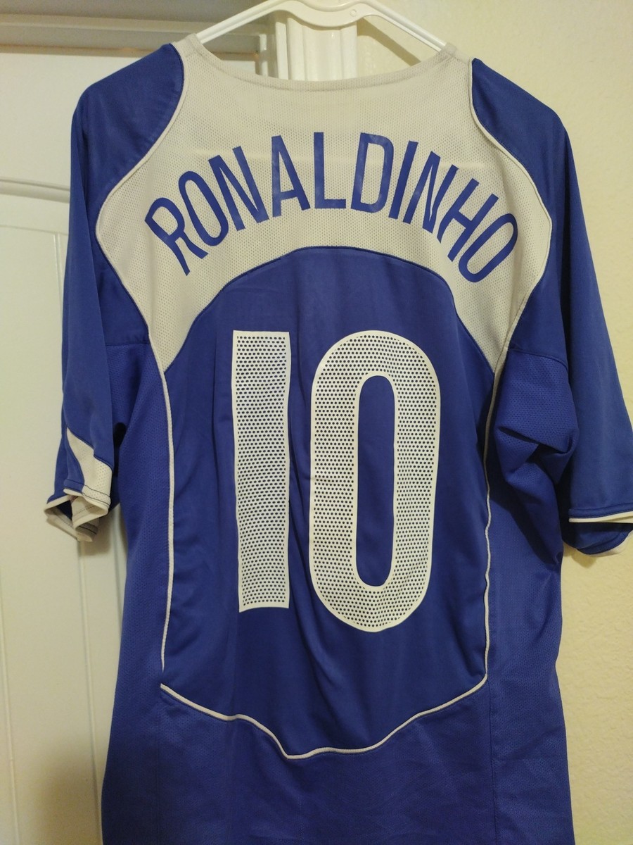 BRAZIL BRASIL 2004 AWAY FOOTBALL RARE SOCCER JERSEY NIKE #10