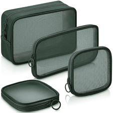 4 Pcs Mesh Makeup Bag Mesh Cosmetic Bag Travel Toiletry Pouch with Zipper Mini M