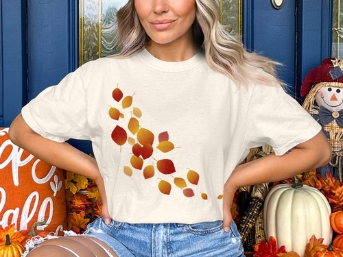 Casual Fall Leaves Comfort Colors Cotton T-Shirt - Picture 32 of 49