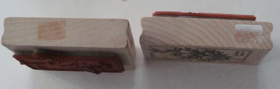 Lot of 2 Stampington Floral Themed Wood Mount Red Rubber Stamps M4211 M4217 - Image 3 of 4