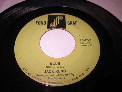 JACK RENO BLUE 45 7" EX- US FONO GRAF VINYL LISTEN COUNTRY