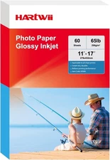 60 Sheets Heavyweight Inkjet Glossy Photo 65lb-11x17-60pack-glossy, White 