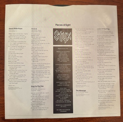 Vintage Styx - Pieces of Eight (1978) Vinyl LP Record Album - A&M - Picture 4 of 8