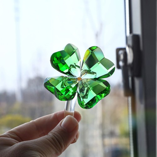 Crystal Flower Dreams Four-Leaf Clover Figurine Collectibles Green Crystal Gl... - Bild 5 von 7