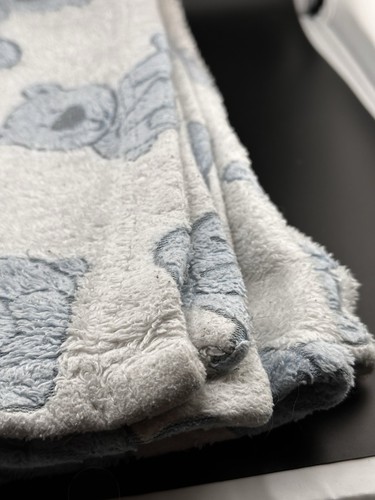 Stephan Baby weiß blau Teddybär Decke weich Fleece Security Lovey 30x40 LESEN - Bild 16 von 20